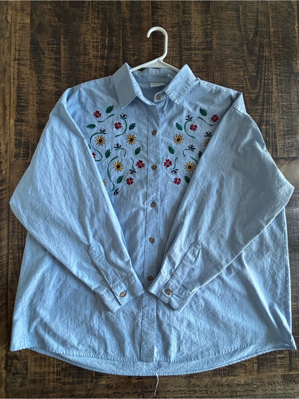 Embroidered Floral Button-Down Shirt